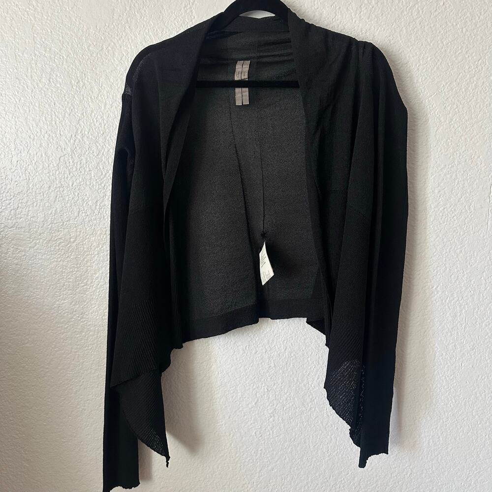 Rick Owens Cyclops SS16 Draped Neck Loose Knit Open Cardigan Black XS